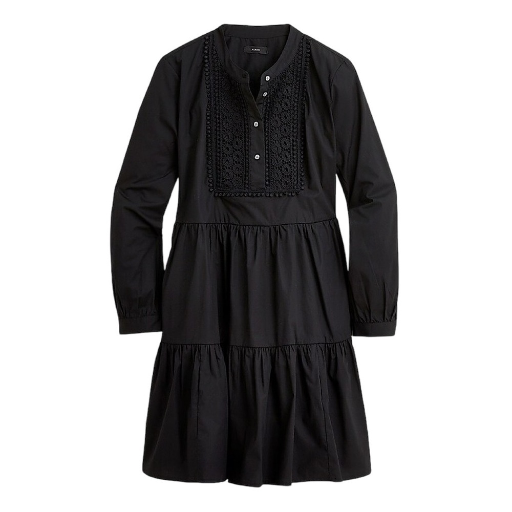 J. CREW FACTORY Embroidered Poplin Tiered Dress